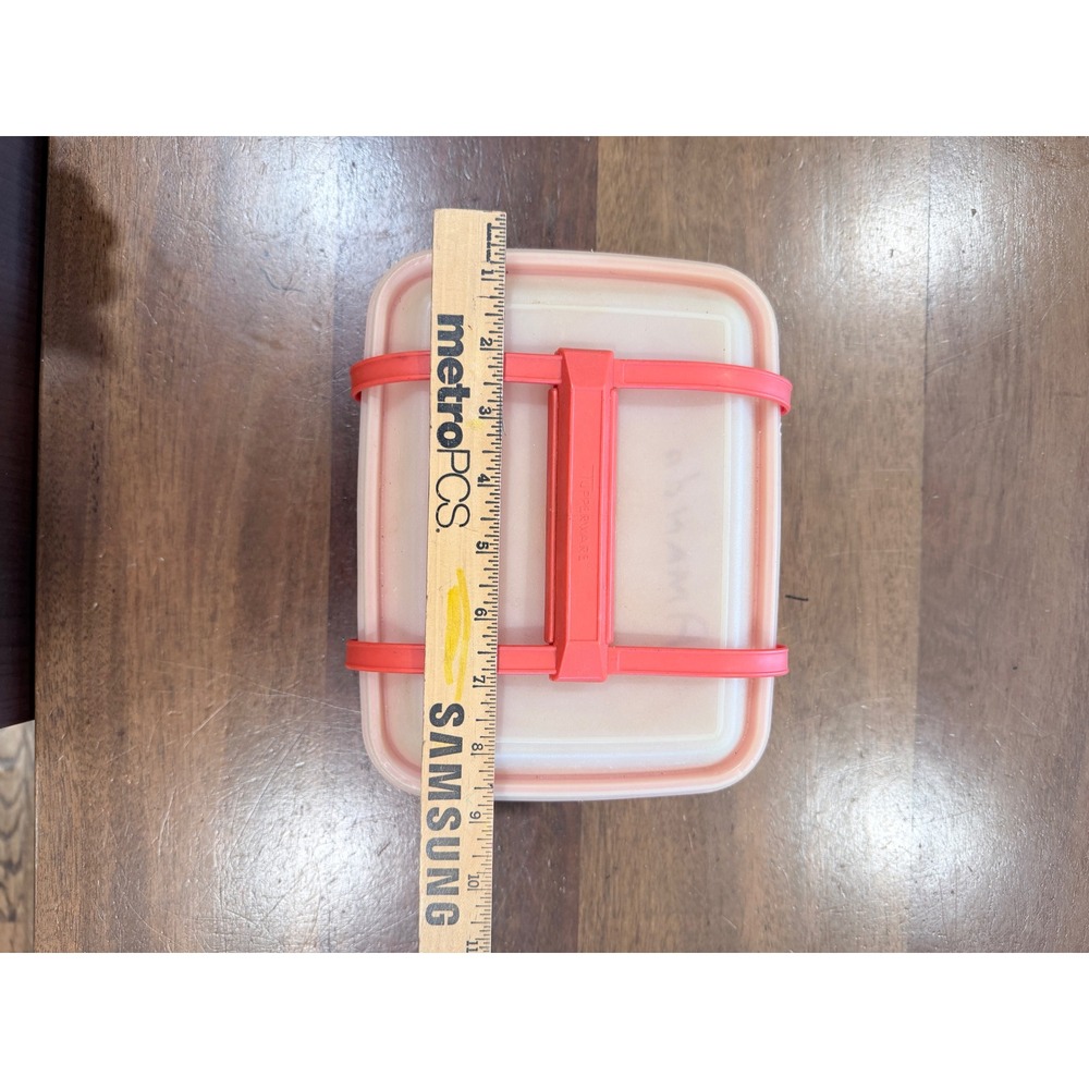 Vintage Tupperware Red Lunch Box Sandwich Keeper with Handle Carrier Made in USA